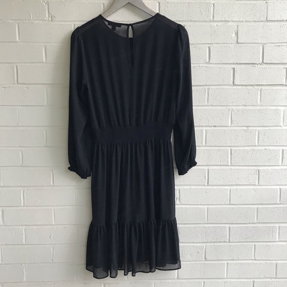 J. Crew Cinched Waist Black Dress in Chiffon - Picture 5 of 5